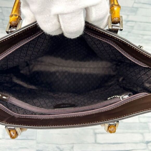 Gucci Bamboo Handle Black Nylon Satchel Bag - Picture 6 of 16